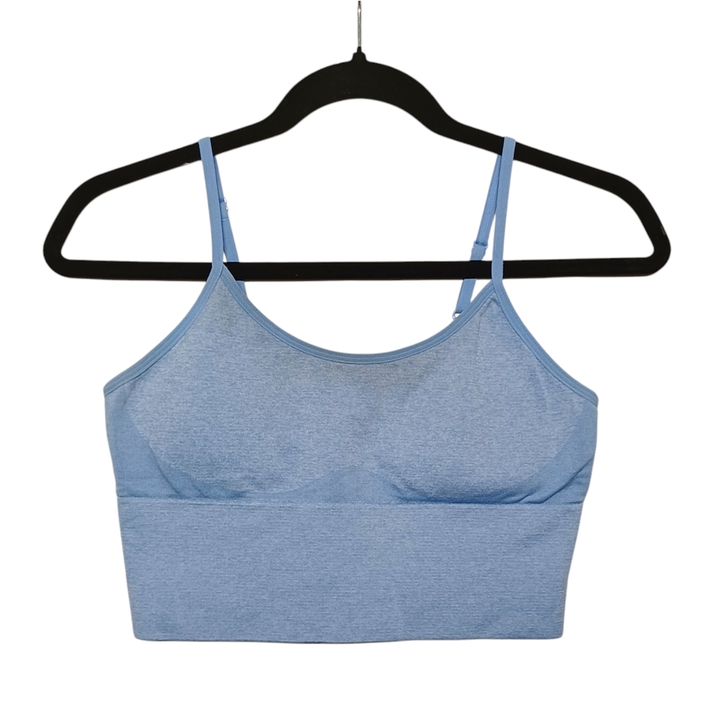 PINK Sports Bra X-Small Light Blue Sleeveless Stretchy Crop Athletic Activewear